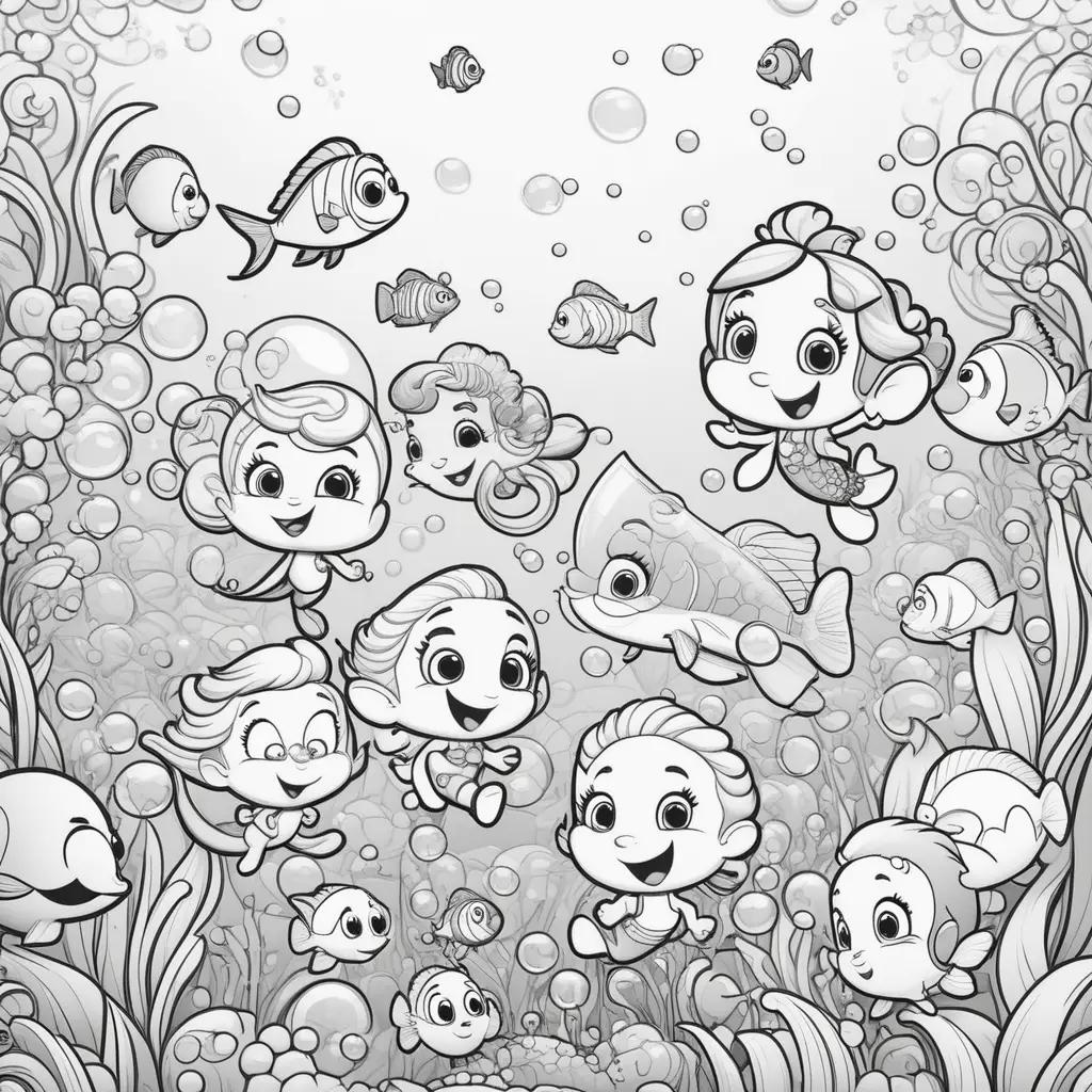 Color pages of Bubble Guppies in the ocean