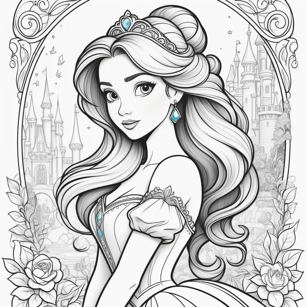 Color pages of Disney princesses with crowns