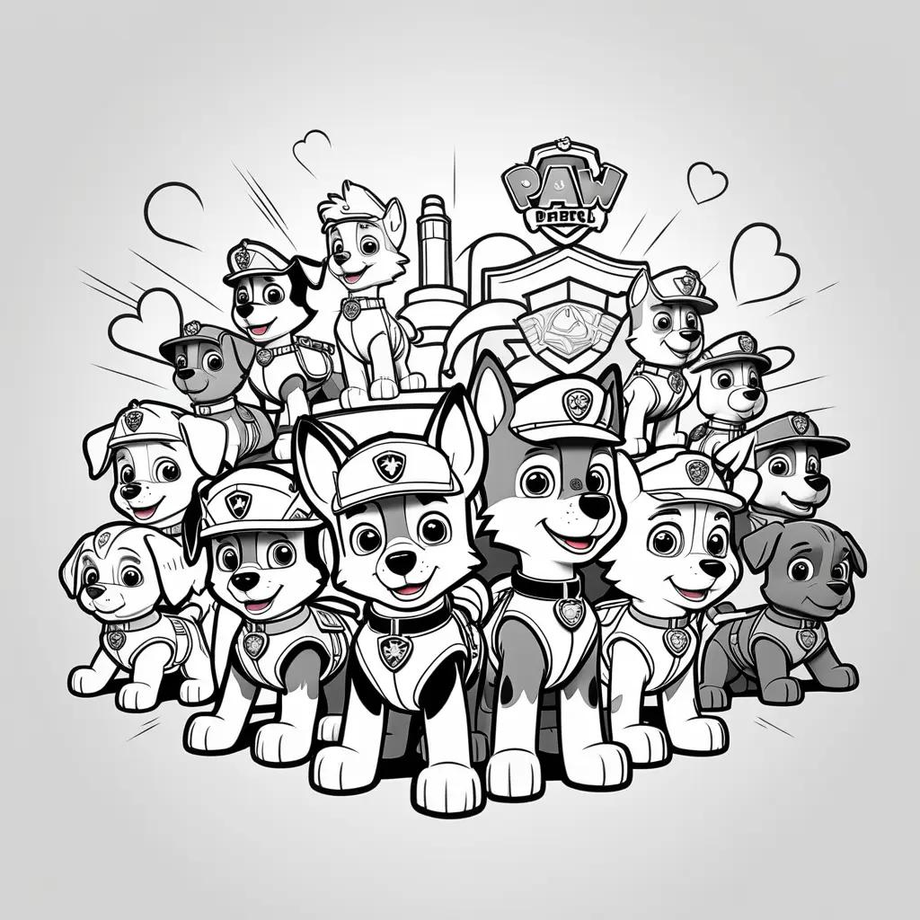 Color pages of Paw Patrol featuring puppies and puppies