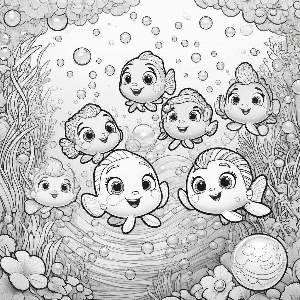 Color pages of bubble guppies fish in the ocean