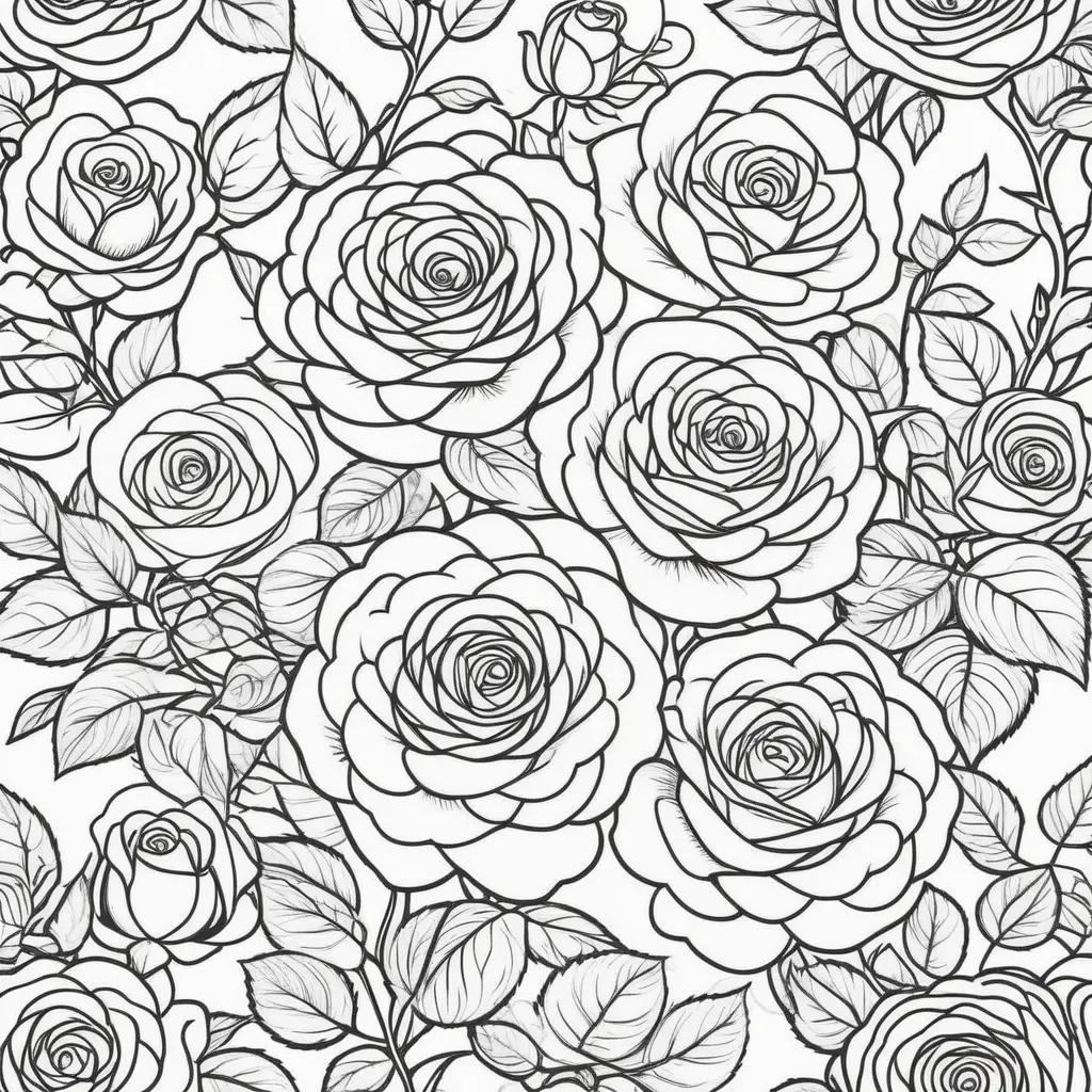 Color pages of roses in a floral design