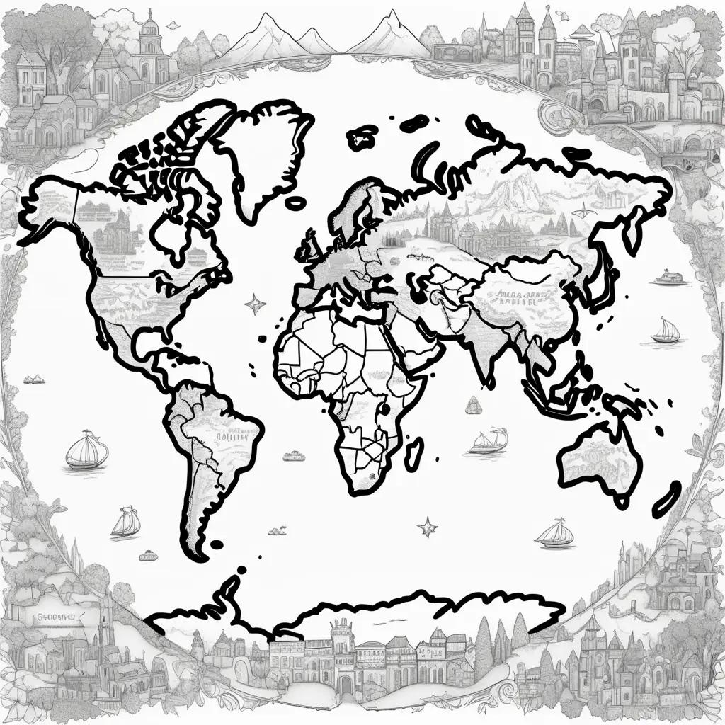 Color the world map with this coloring page