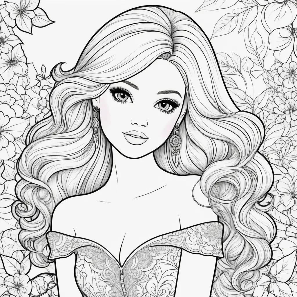 Colorable Barbie Coloring Pages for Adults