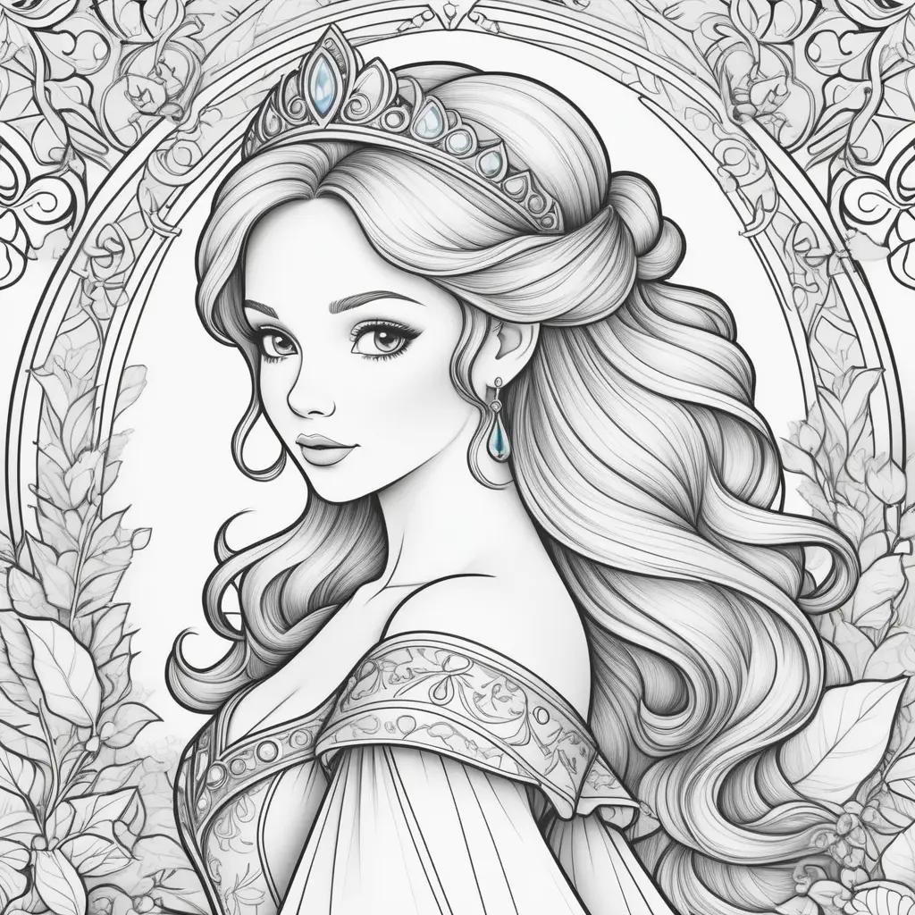 Colorable Coloring Pages of a Princess in a Crown