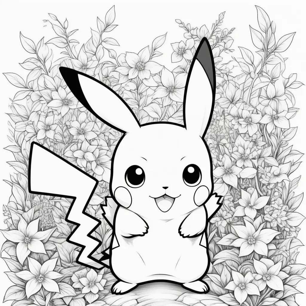 Colorable coloring pages featuring Pokemon pikachu