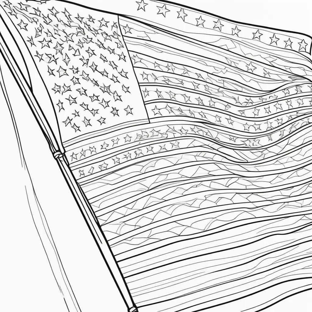 Colorful American flag drawing on a white background