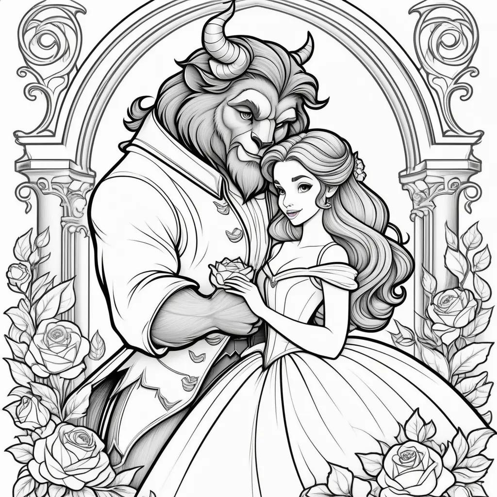 Colorful Beauty and the Beast Coloring Pages