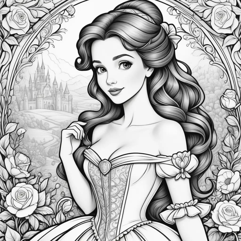 Colorful Belle coloring pages for girls