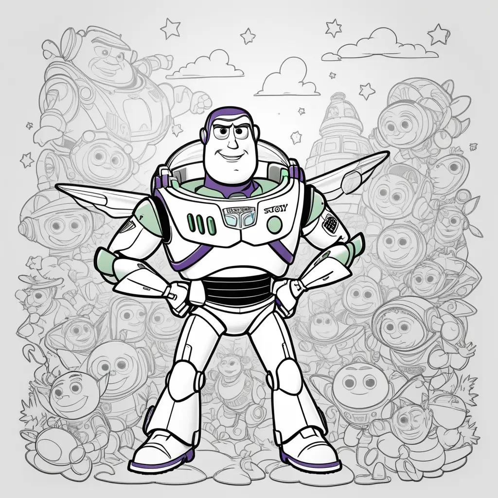 Colorful Buzz Lightyear and Friends Coloring Pages