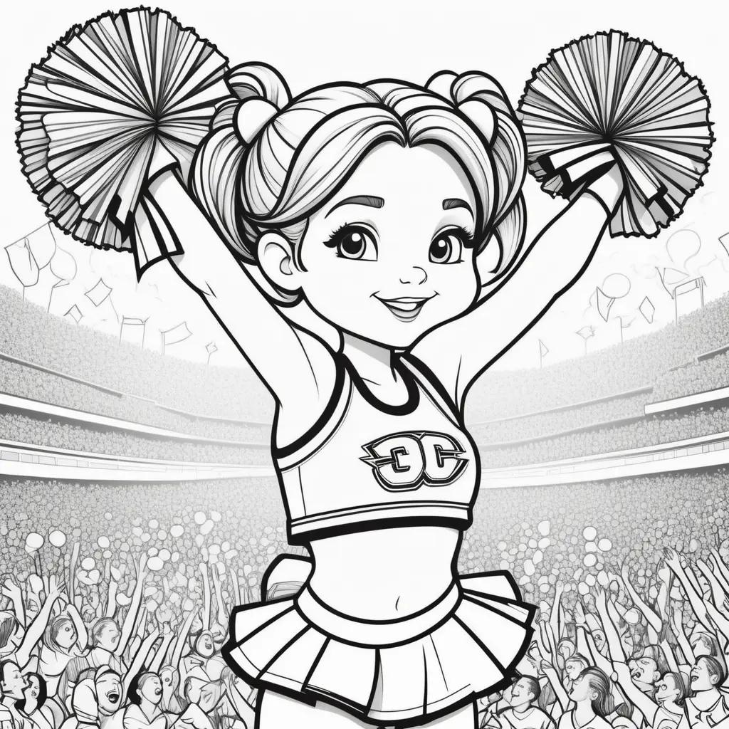 Colorful Cheerleader Coloring Pages Featuring a Young Girl