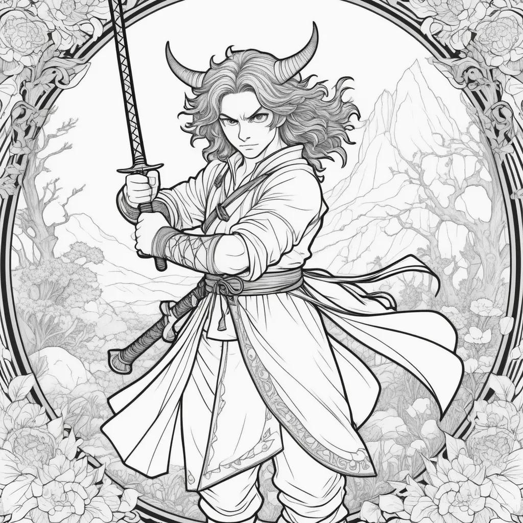 Colorful Coloring Page: Demon Slayer