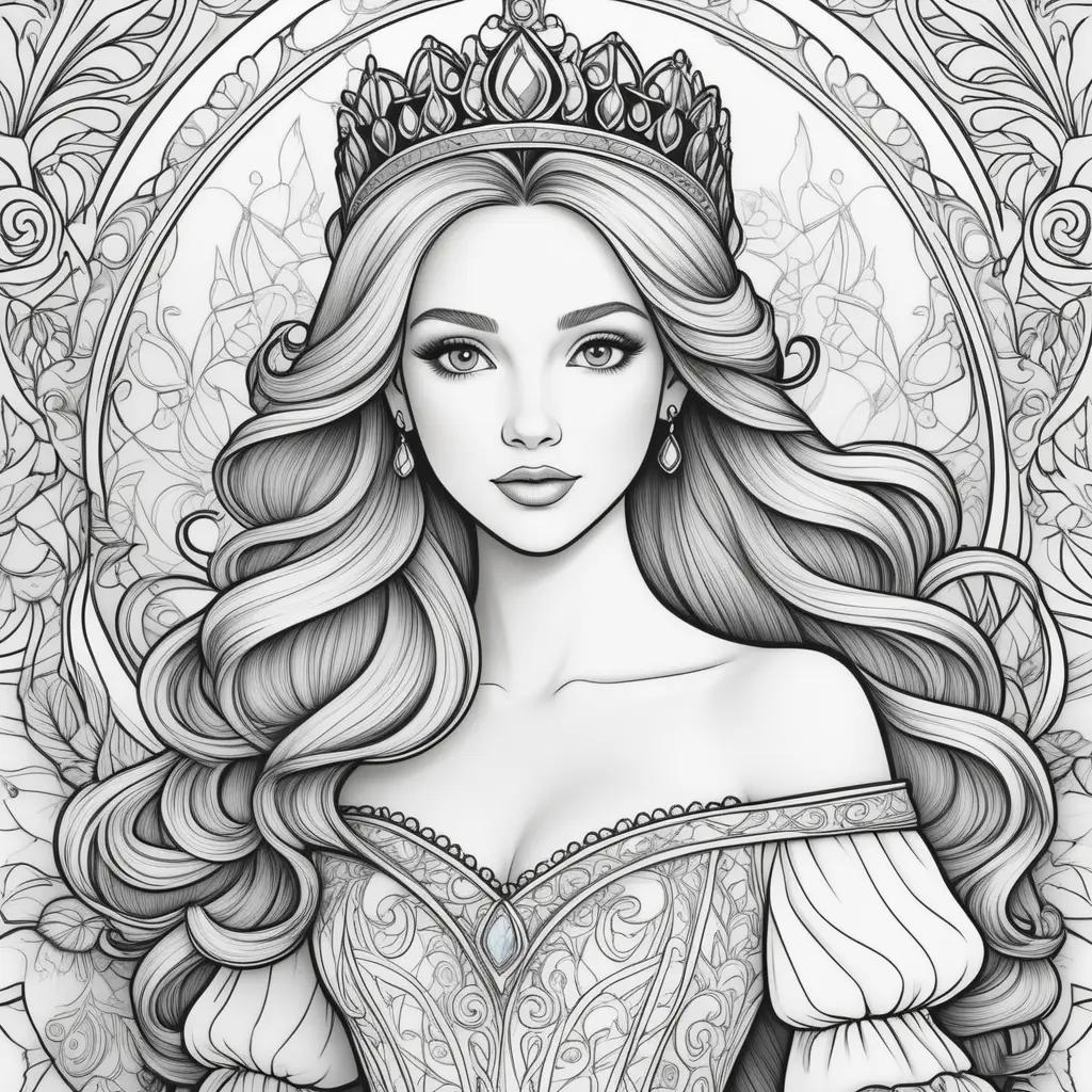 Colorful Coloring Page Princess With A Crown