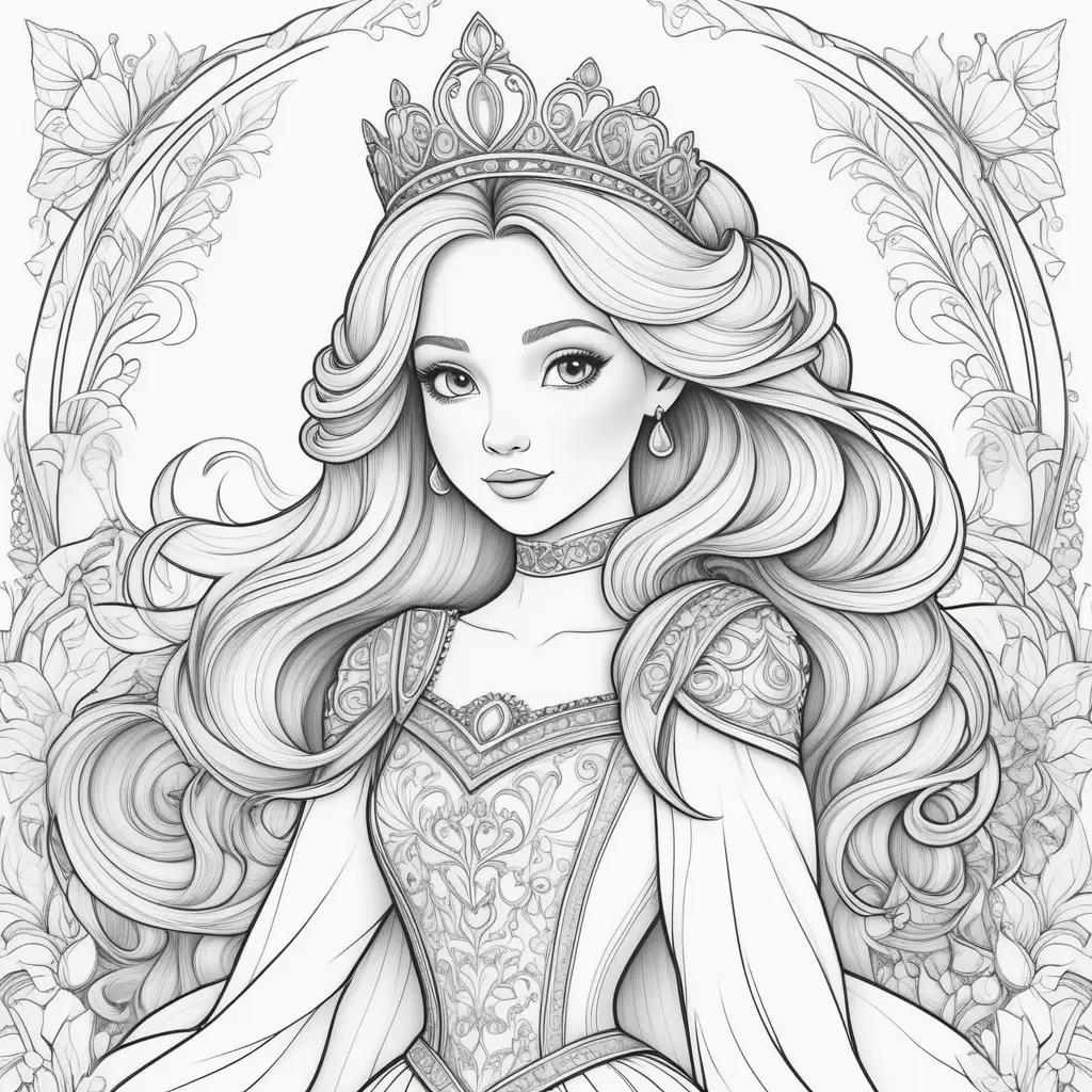 Colorful Coloring Page of Princess Character