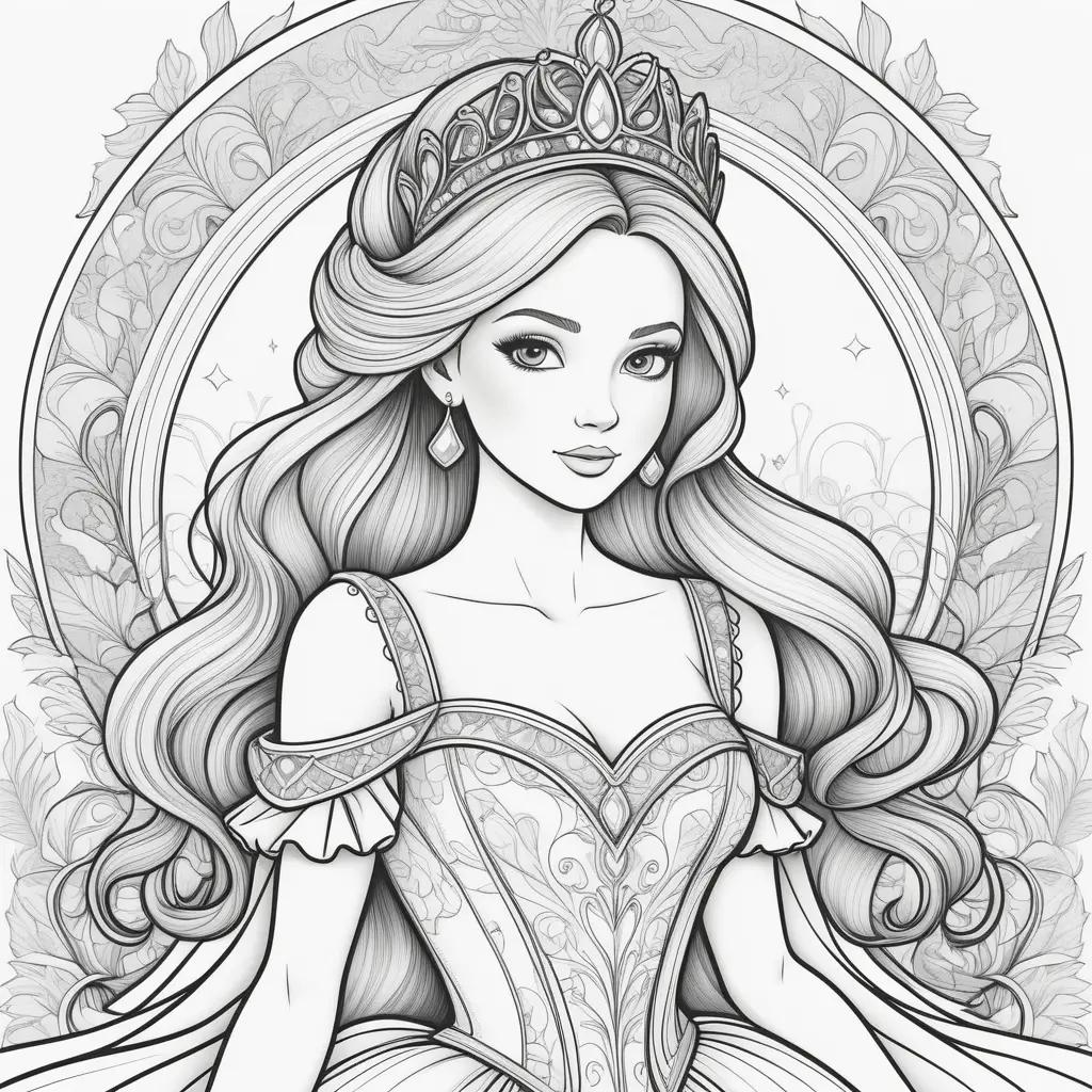 Colorful Coloring Page of Princess Coloring Page