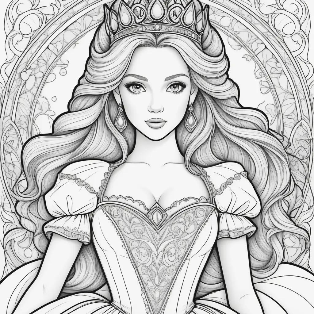 Colorful Coloring Page of Princess