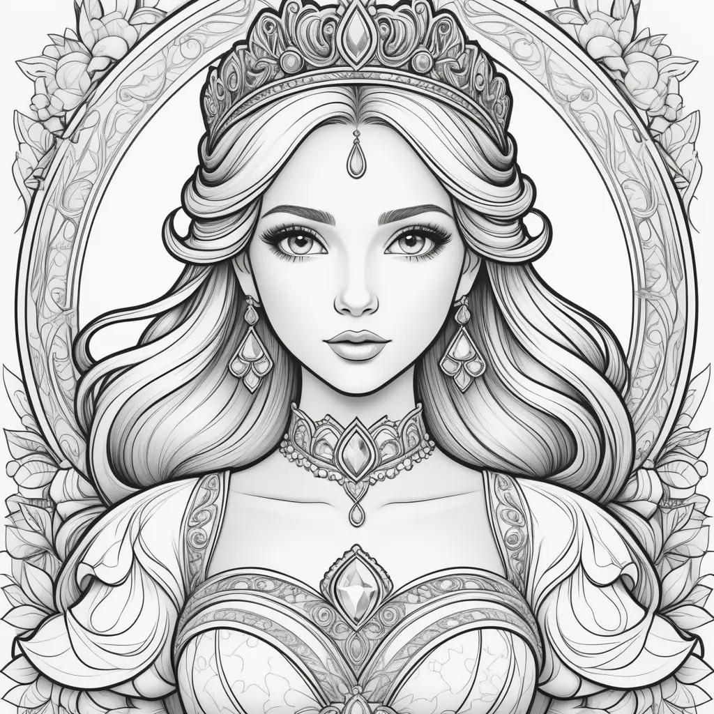 Colorful Coloring Page of a Princess