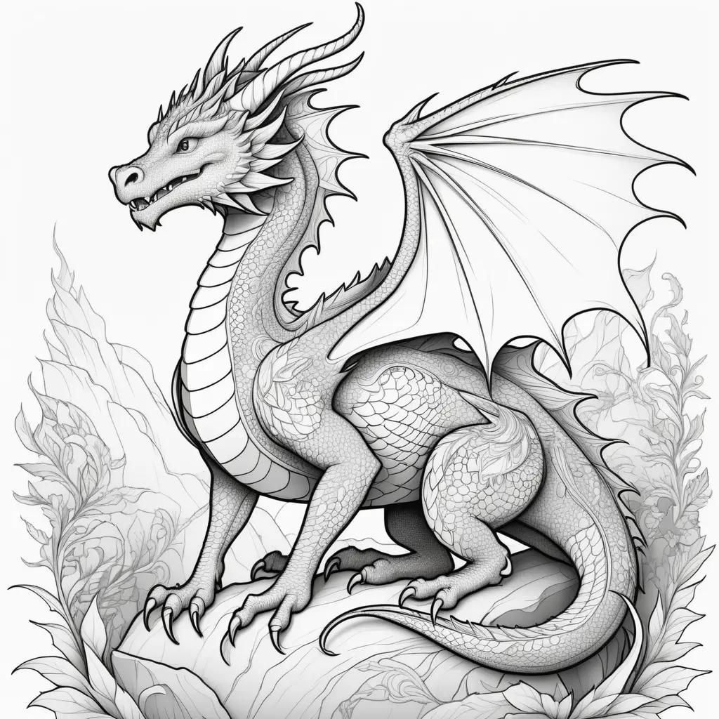 Colorful Coloring Page with a Dragon