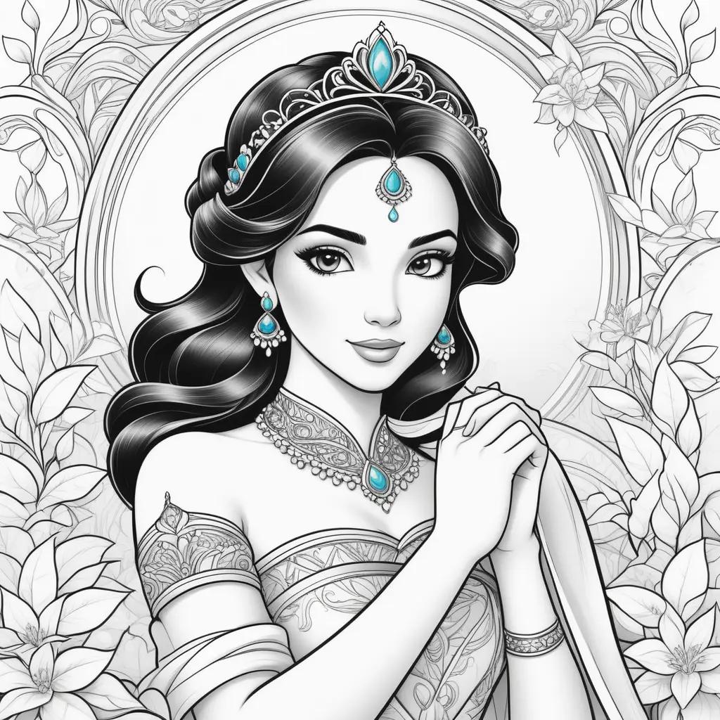 Colorful Coloring Pages Featuring Jasmine Princess