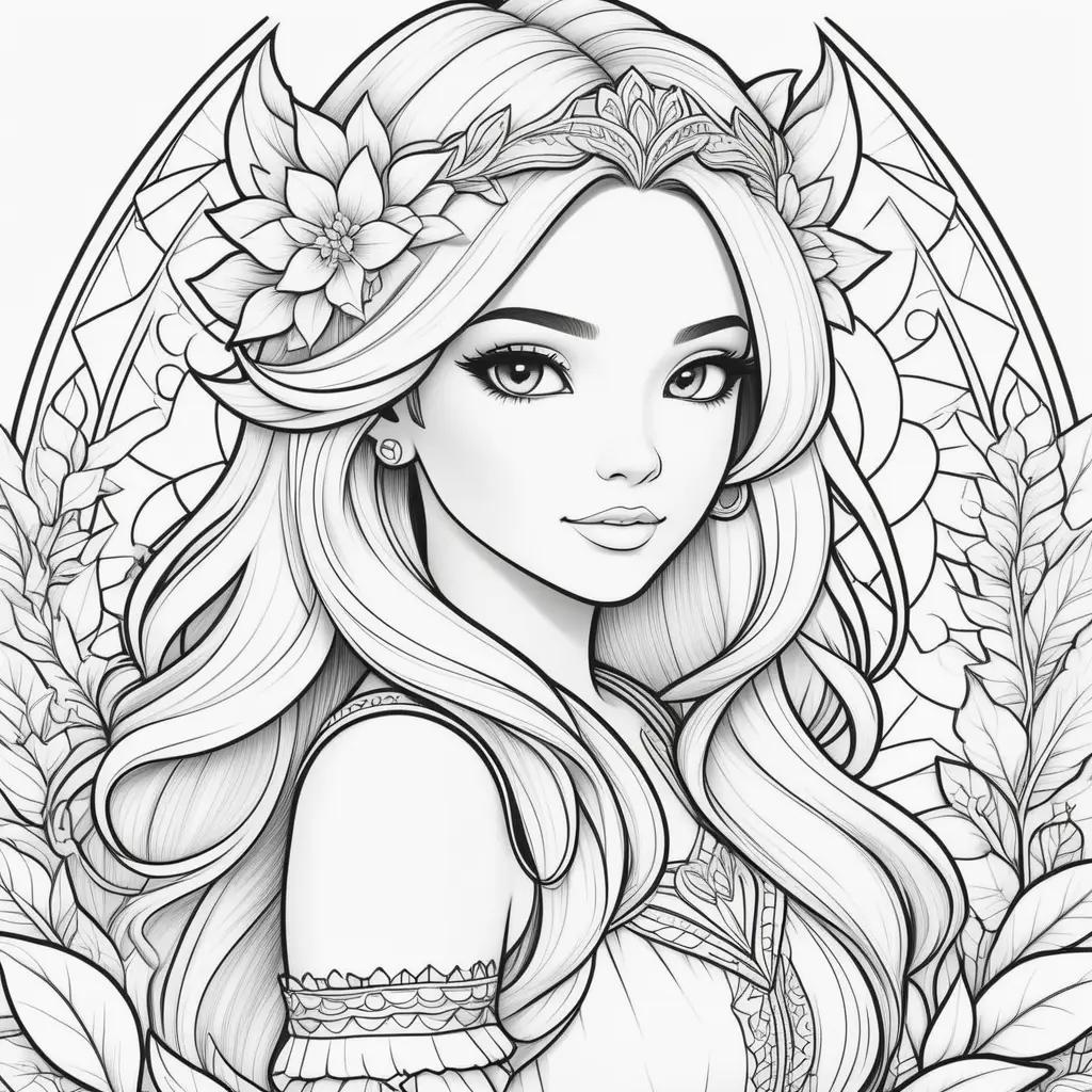 Colorful Coloring Pages Featuring a Beautiful Woman