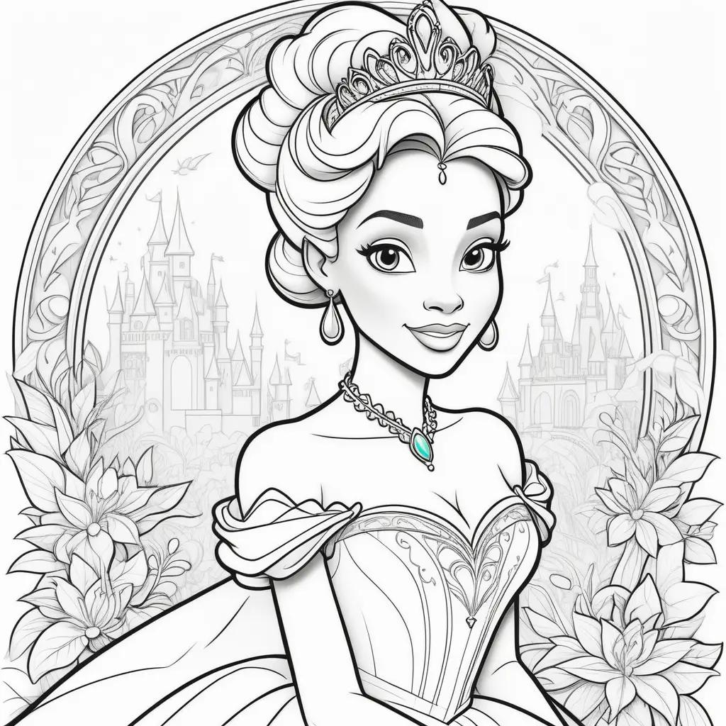 Colorful Coloring Pages Princess Tiana