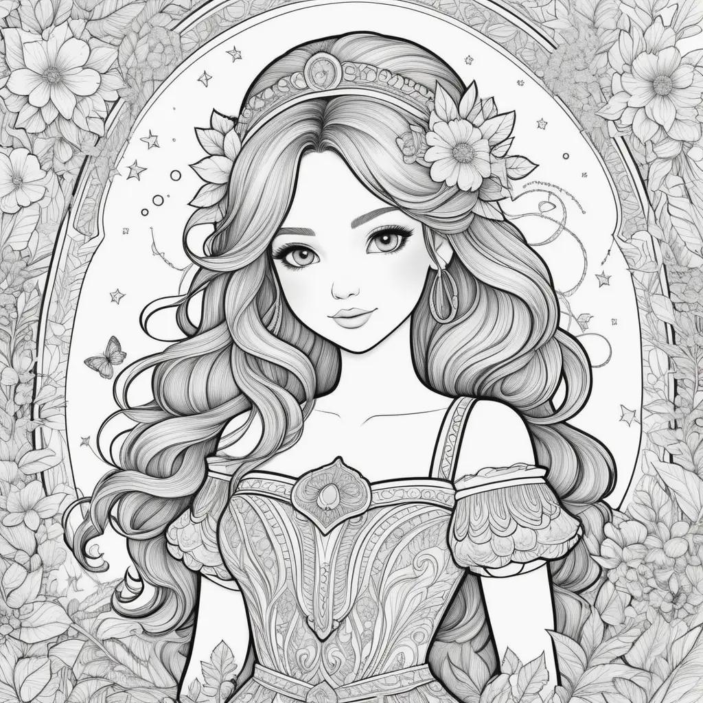 Colorful Coloring Pages for Girls Show a Princess