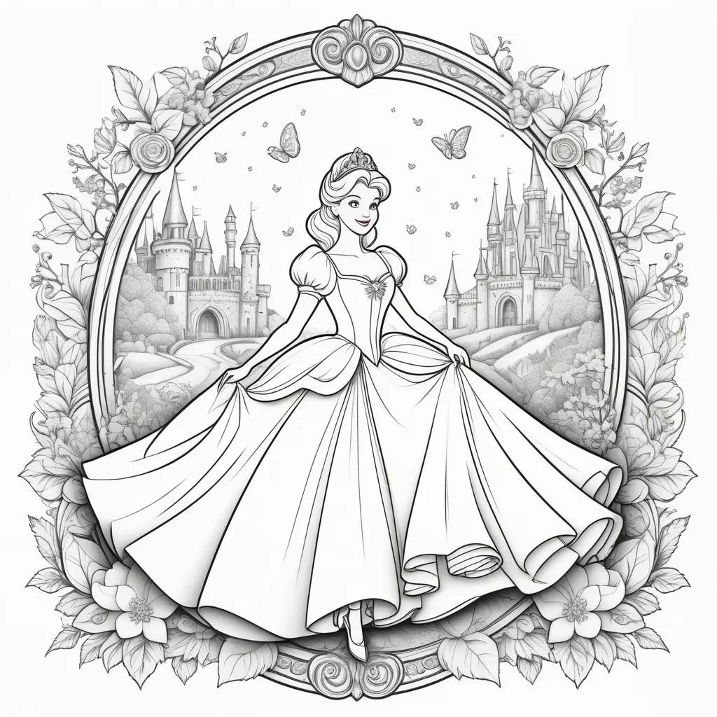 Colorful Coloring Pages for Princess Cinderella