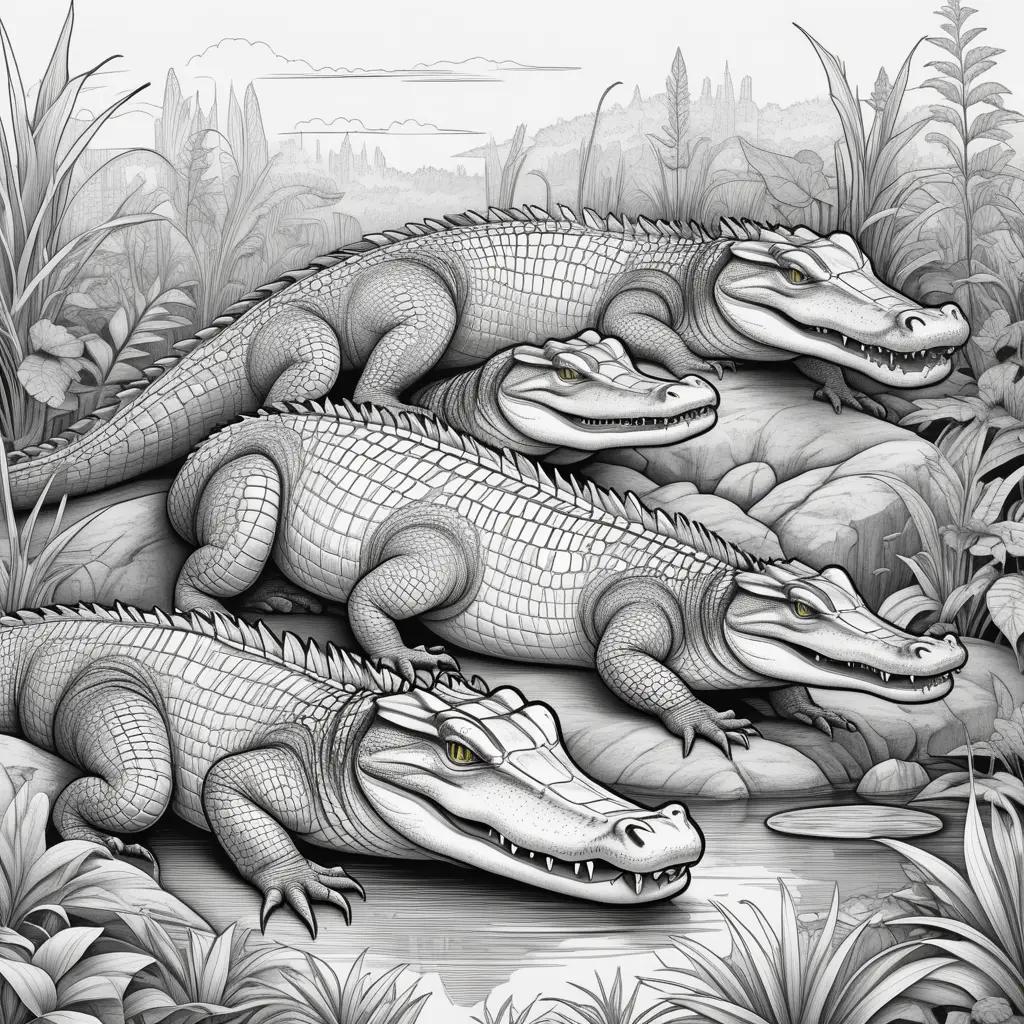 Colorful Coloring Pages of Alligators for Kids