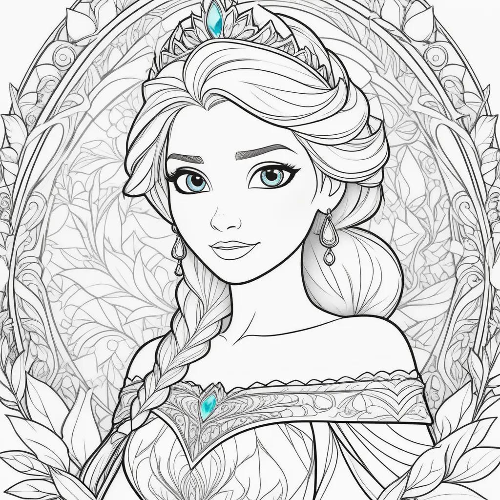 Colorful Coloring Pages of Elsa and Anna