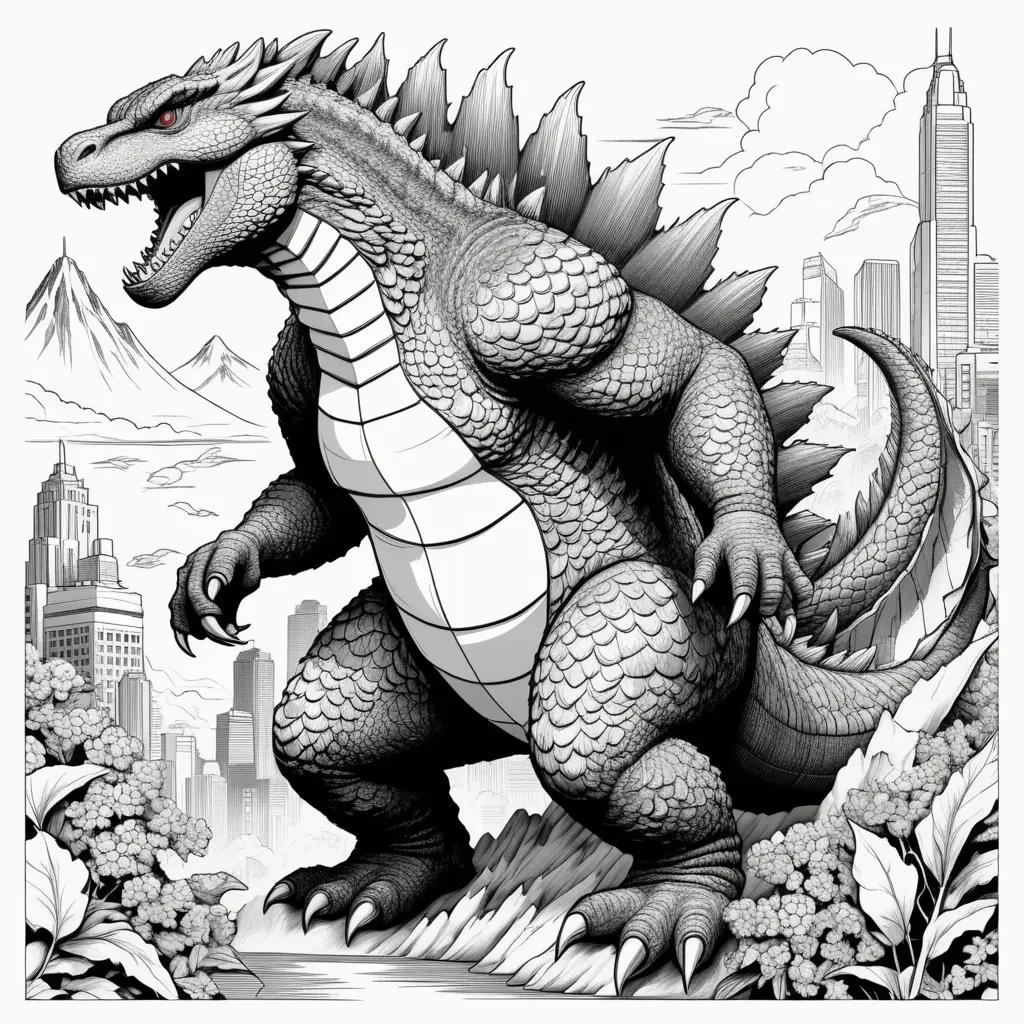 Colorful Coloring Pages of Godzilla