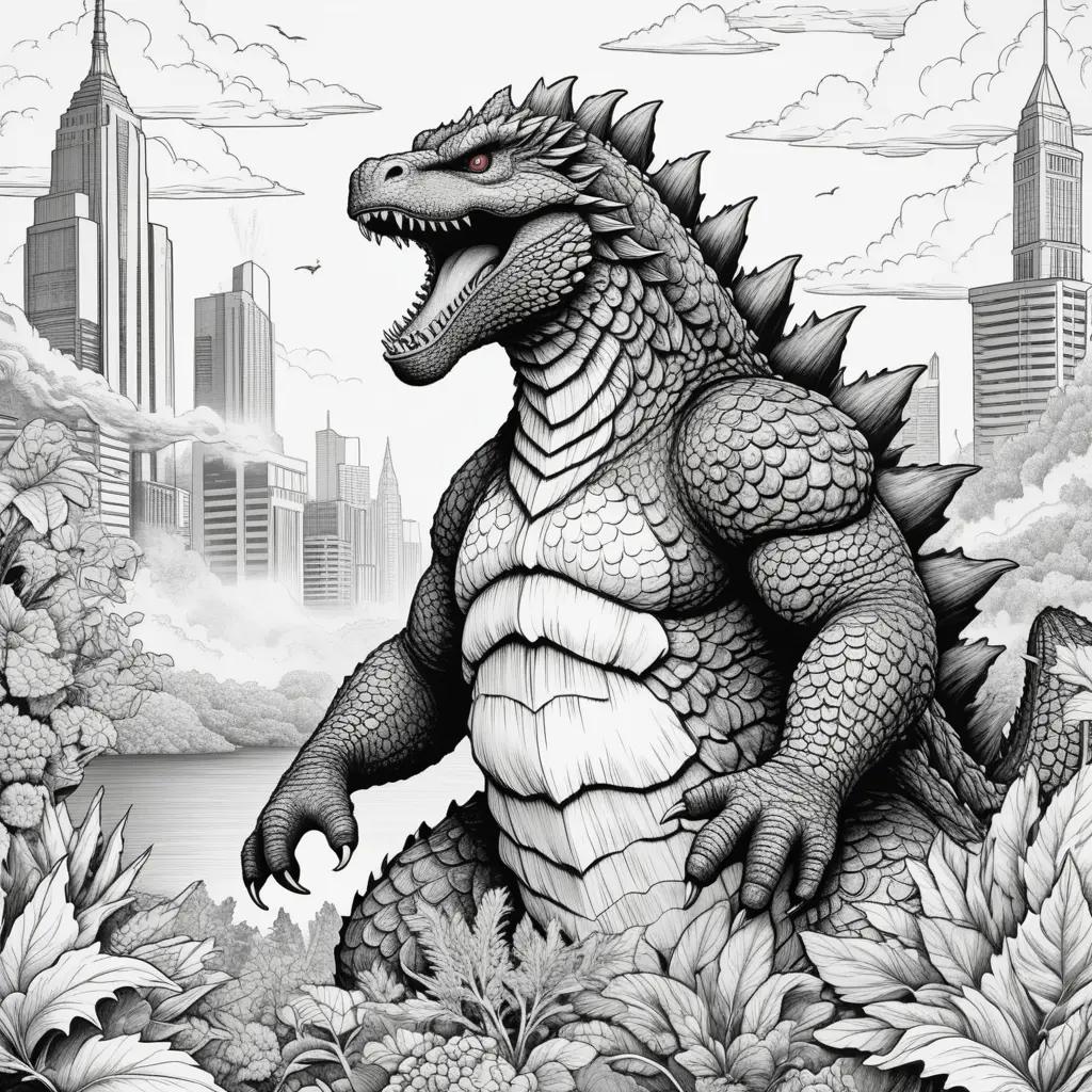 Colorful Coloring Pages of Godzilla