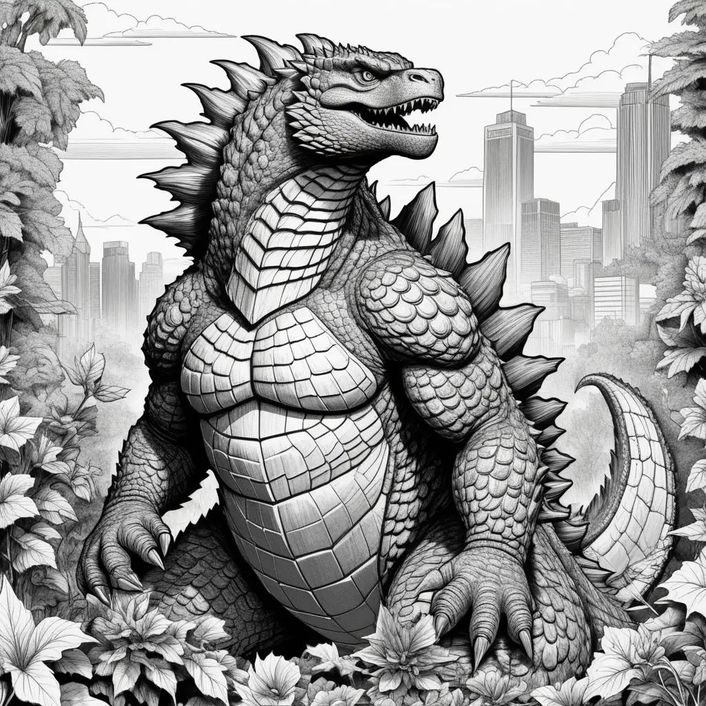 Colorful Coloring Pages of Godzilla