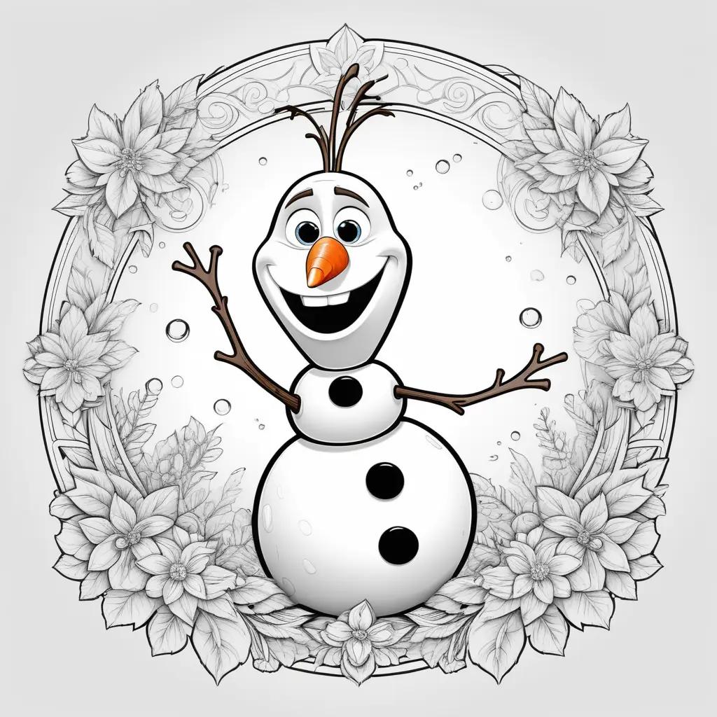 Colorful Coloring Pages of Olaf Snowman