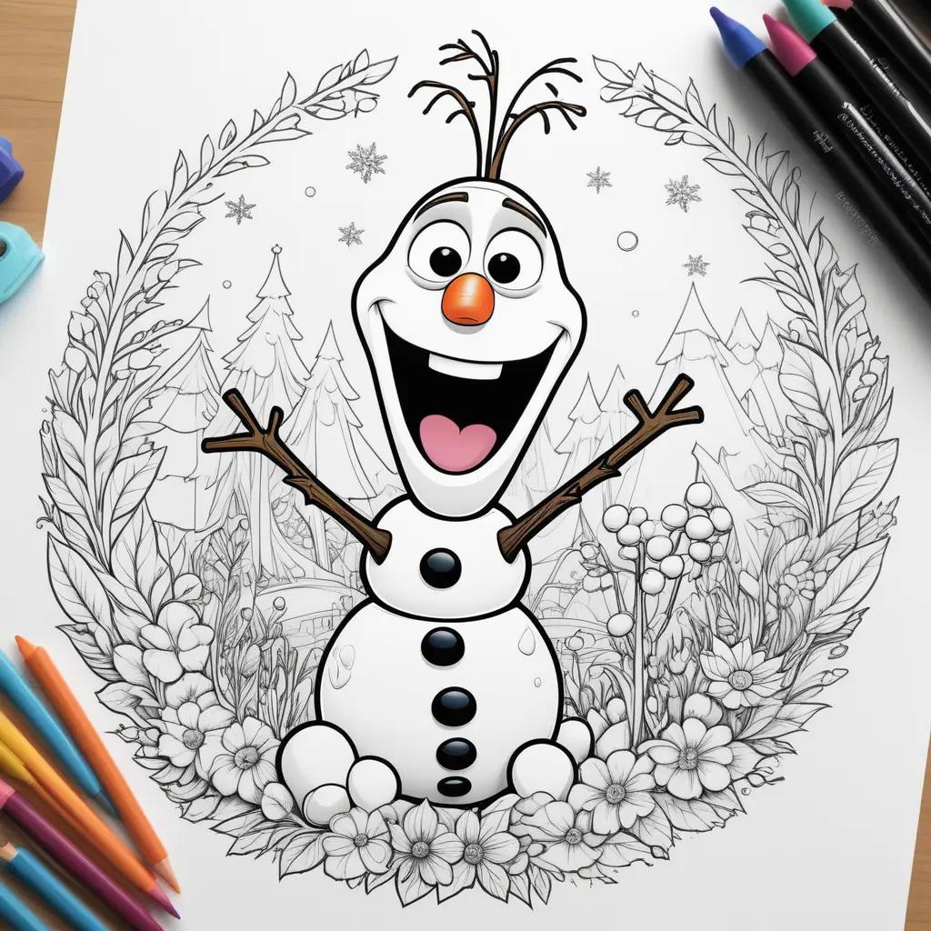 Colorful Coloring Pages of Olaf from Frozen