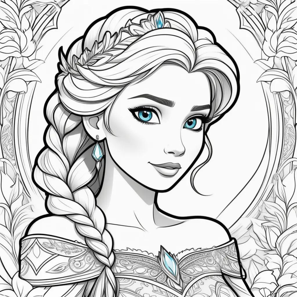 Colorful Coloring Pages of Princess Elsa