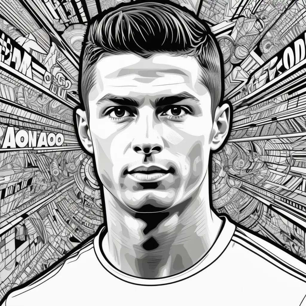 Colorful Cristiano Ronaldo coloring pages with intricate patterns