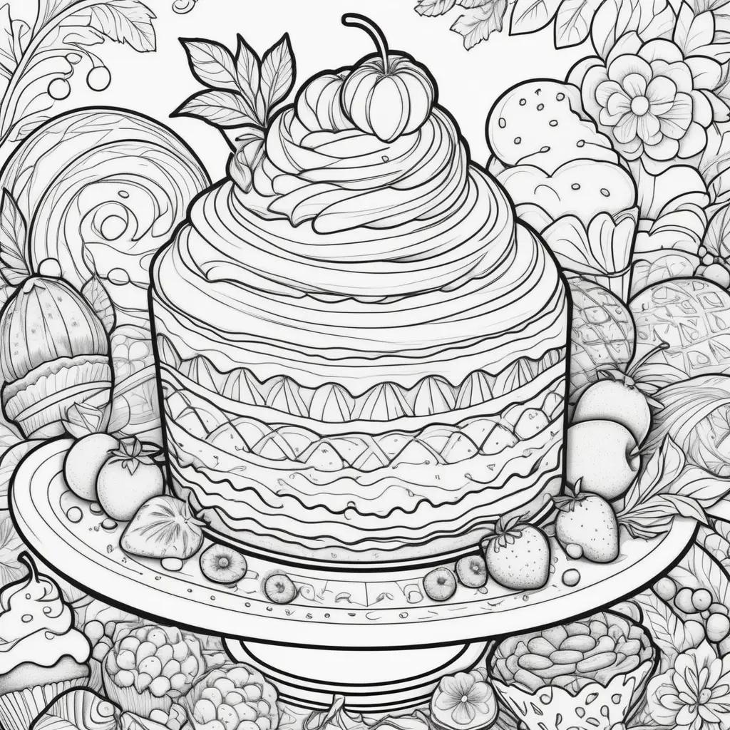 Colorful Dessert Coloring Pages Show a Creme Brulee Cake