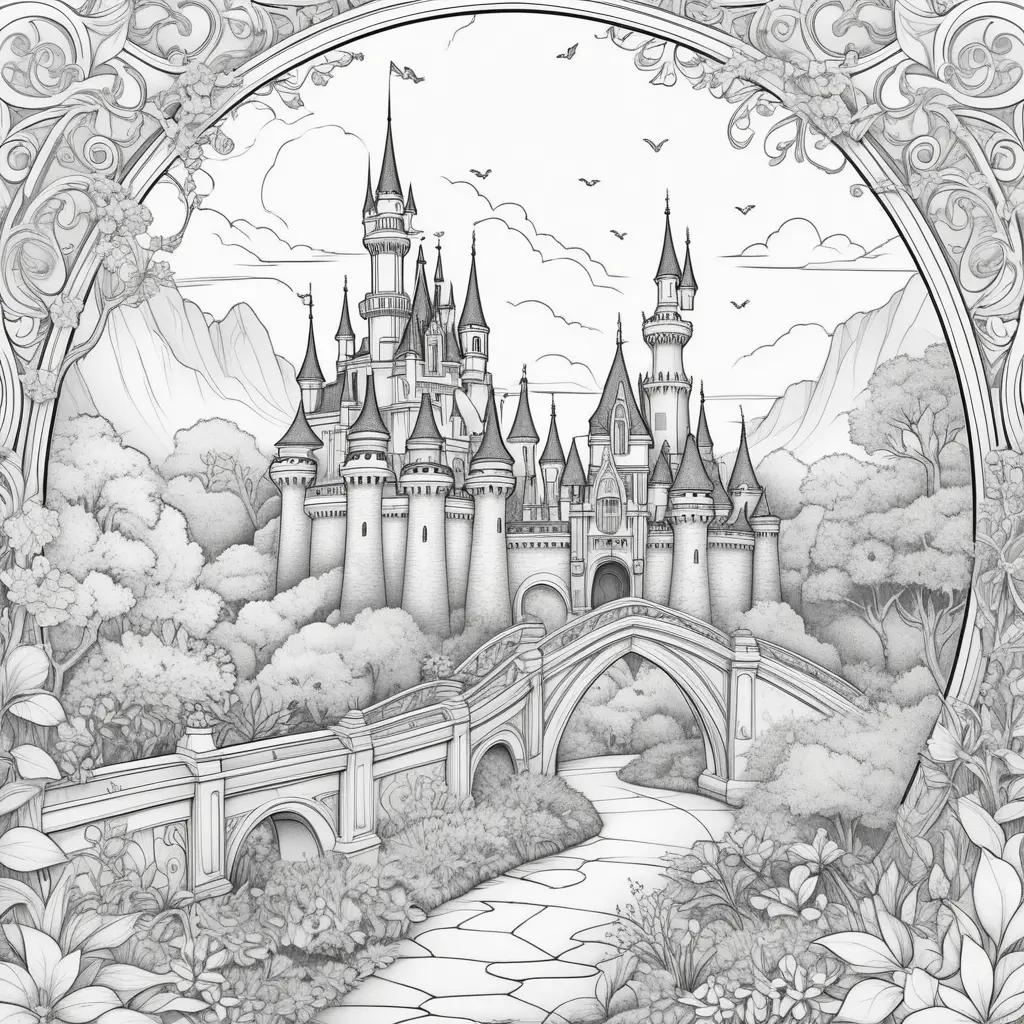 Colorful Disney Castle Coloring Page for Kids