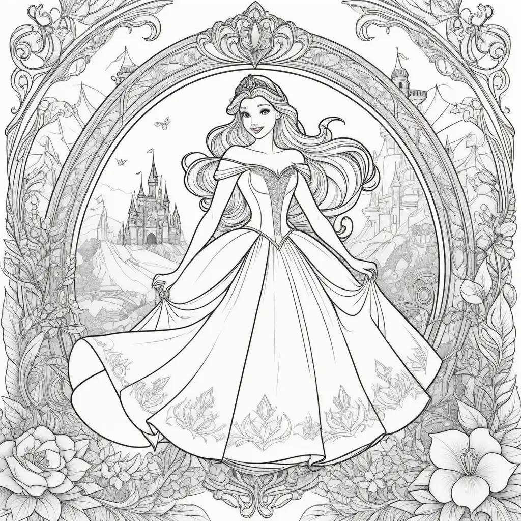 Colorful Disney Princess Coloring Pages for Kids