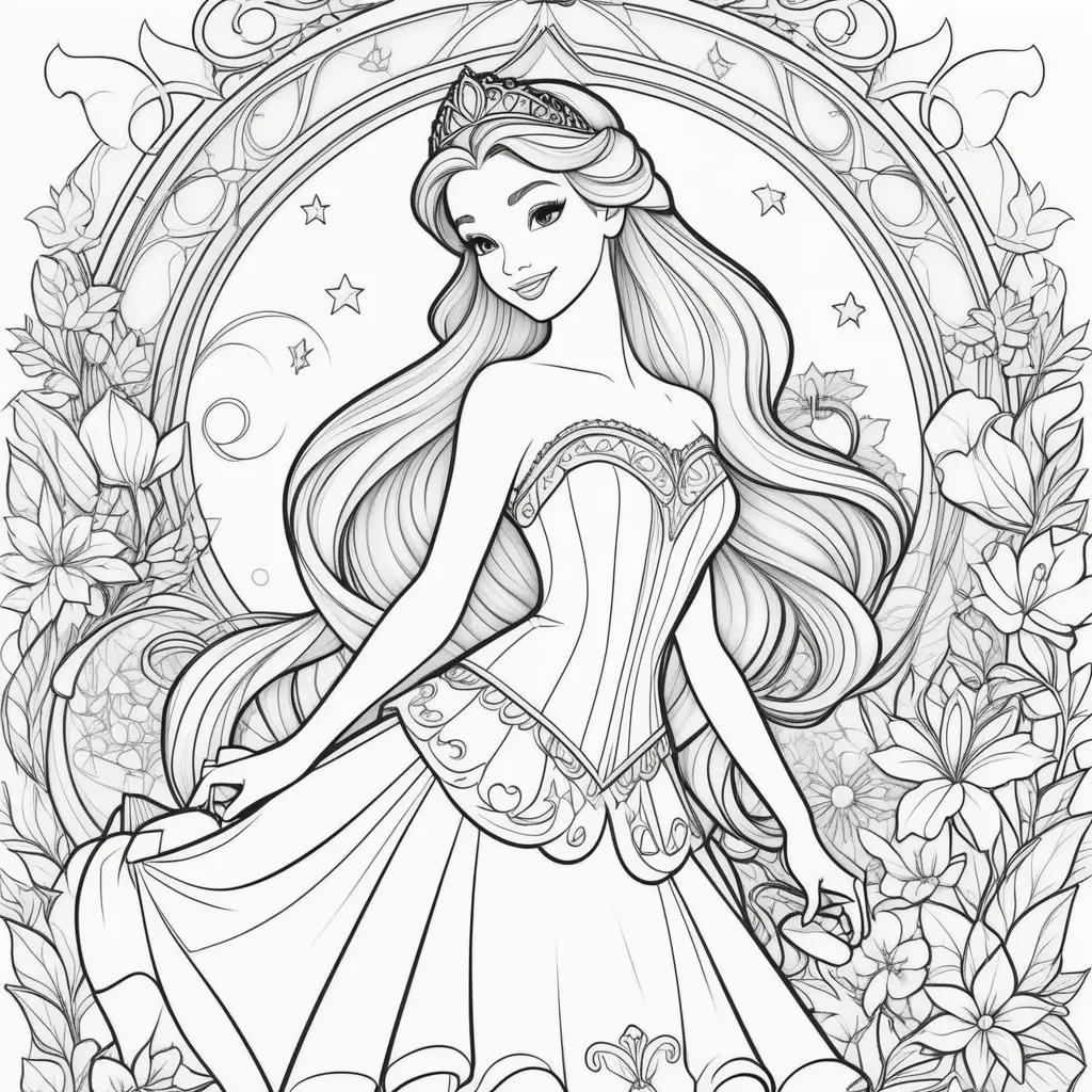 Colorful Disney Princess coloring pages featuring Rapunzel