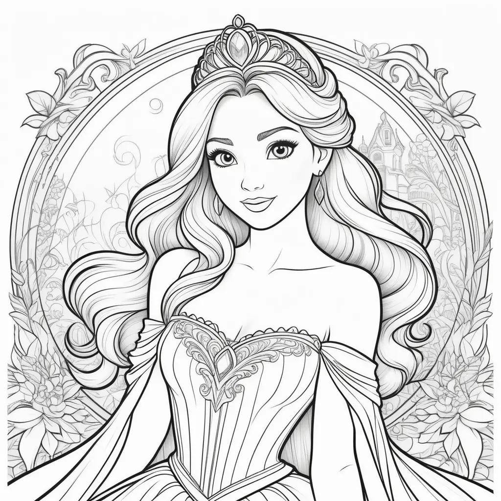 Colorful Disney princess coloring pages with flowers