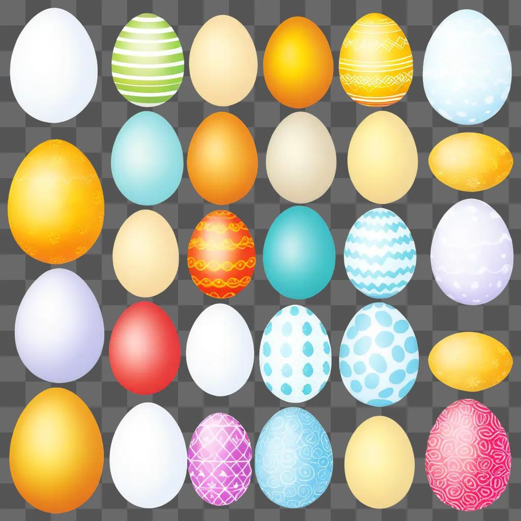 Colorful Easter egg clipart design with polka dots and stripes