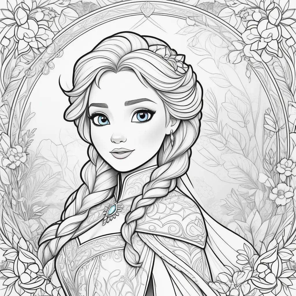 Colorful Elsa Anna Coloring Pages with Designs