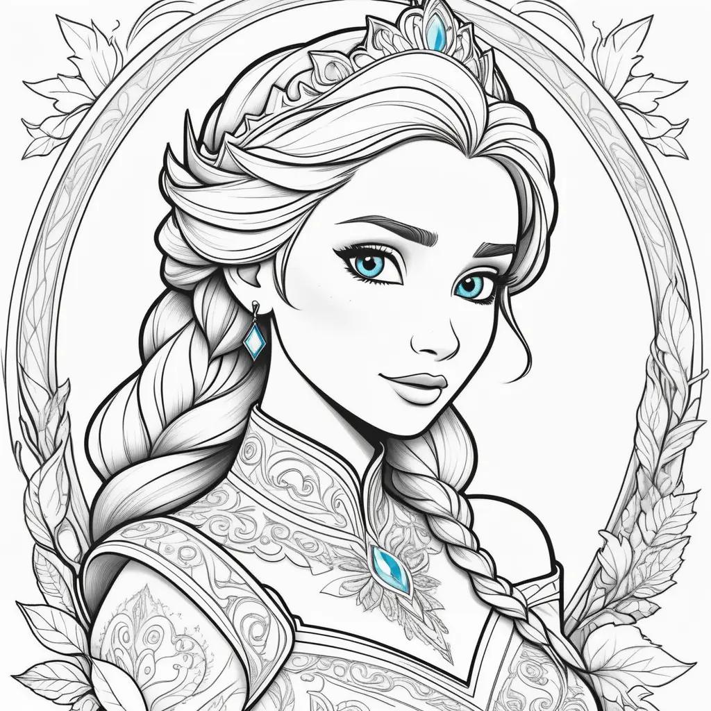 Colorful Elsa Coloring Page for Kids