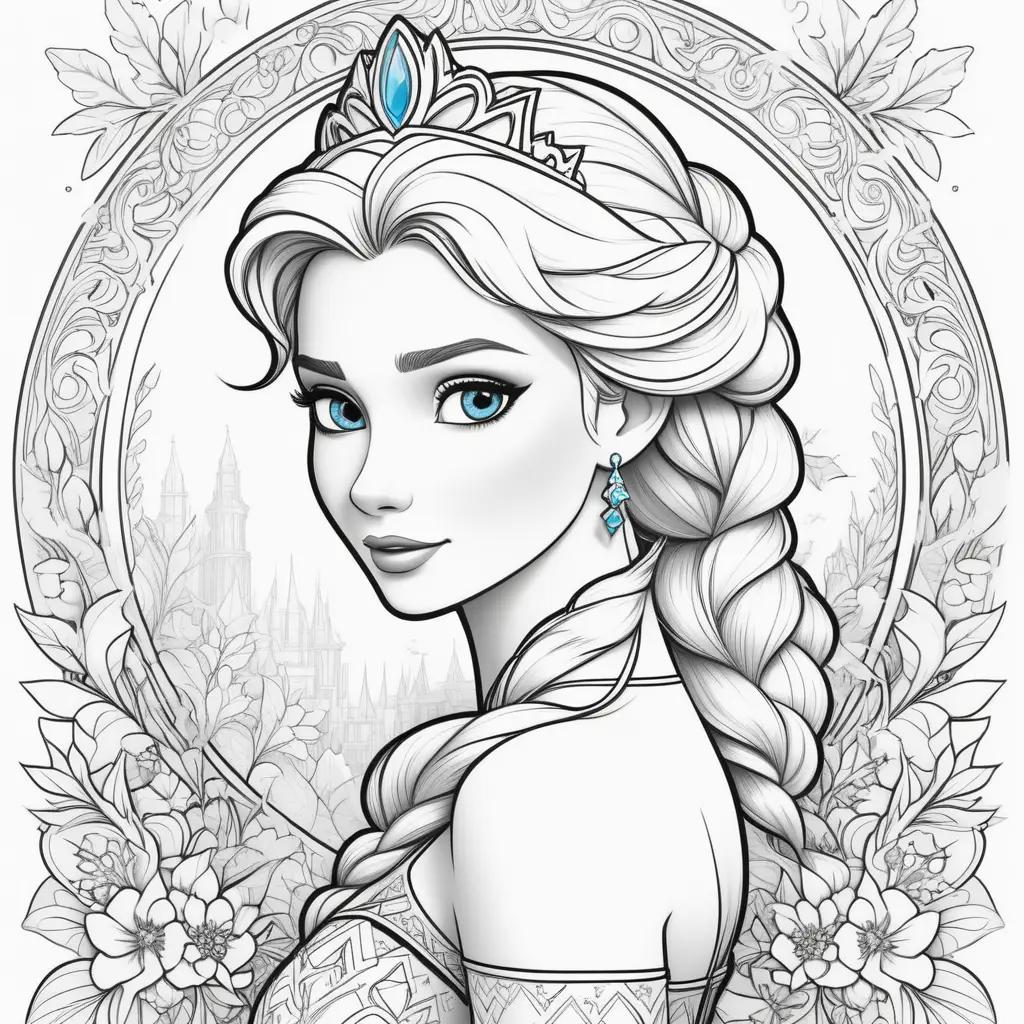 Colorful Elsa coloring pages with intricate details