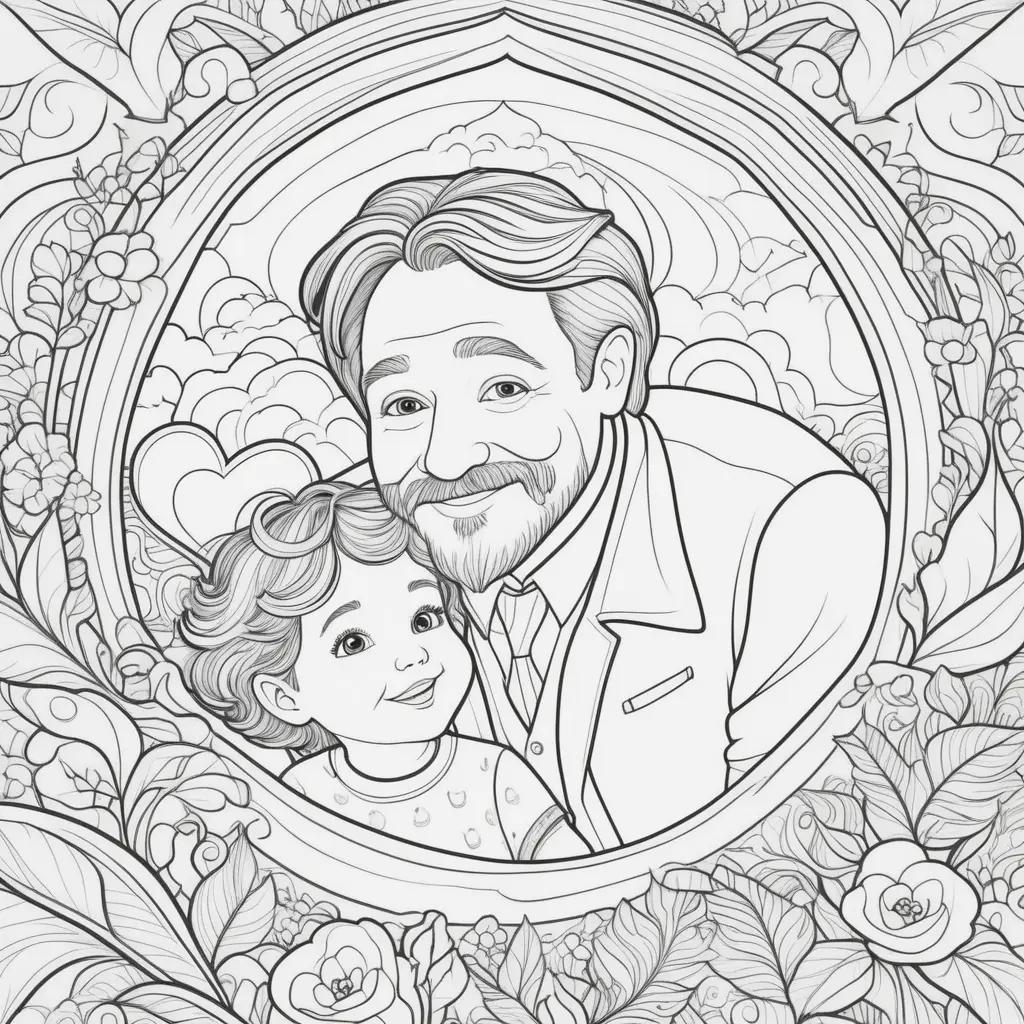 Colorful Fathers Day Coloring Pages Featuring a Father and Daughter