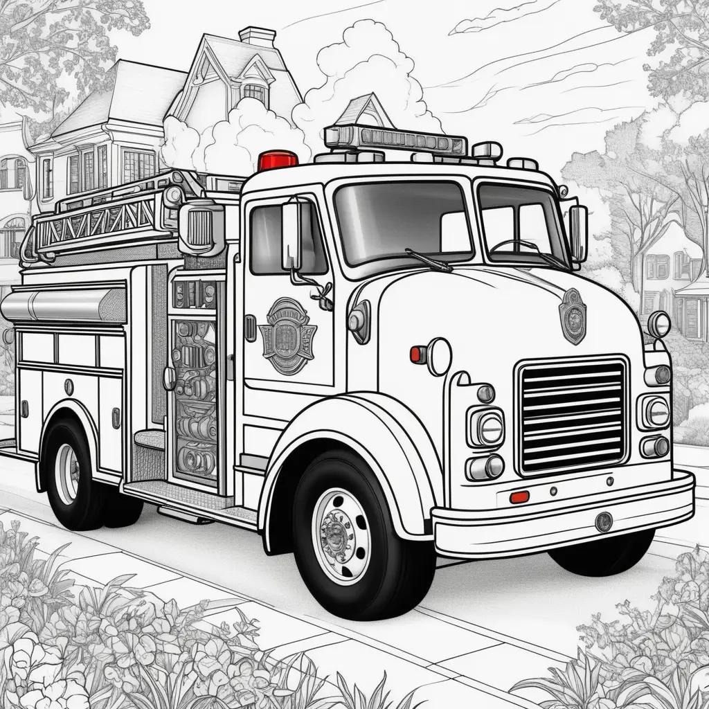 Colorful Fire Truck Coloring Pages for Kids