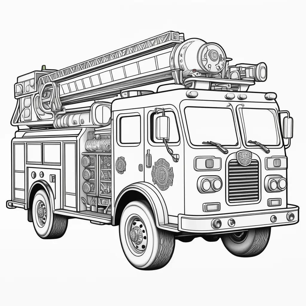 Colorful Fire Truck Coloring Pages for Kids