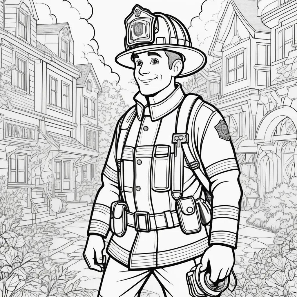 Colorful Fireman Coloring Pages for Kids