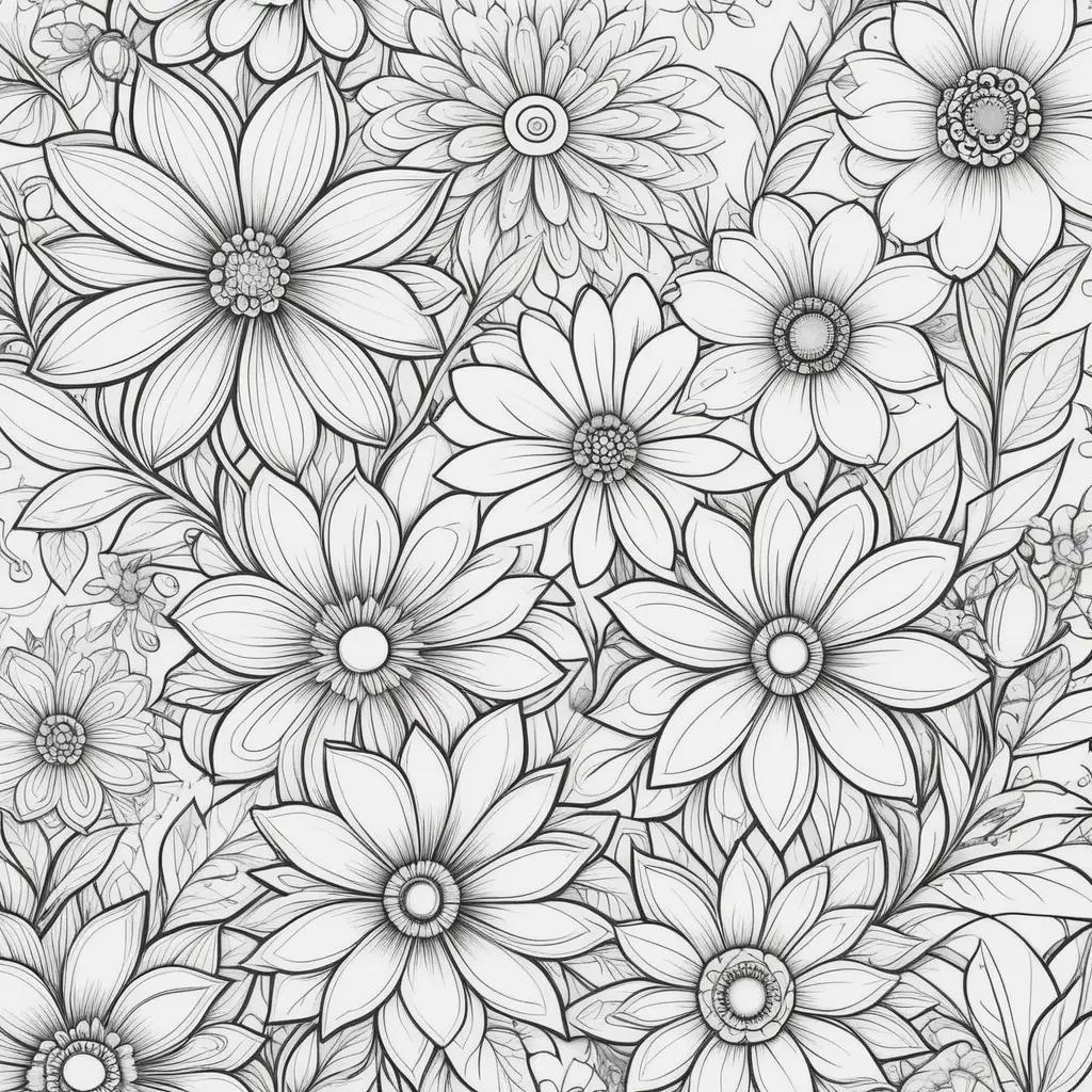 Colorful Flower Pattern on White Background