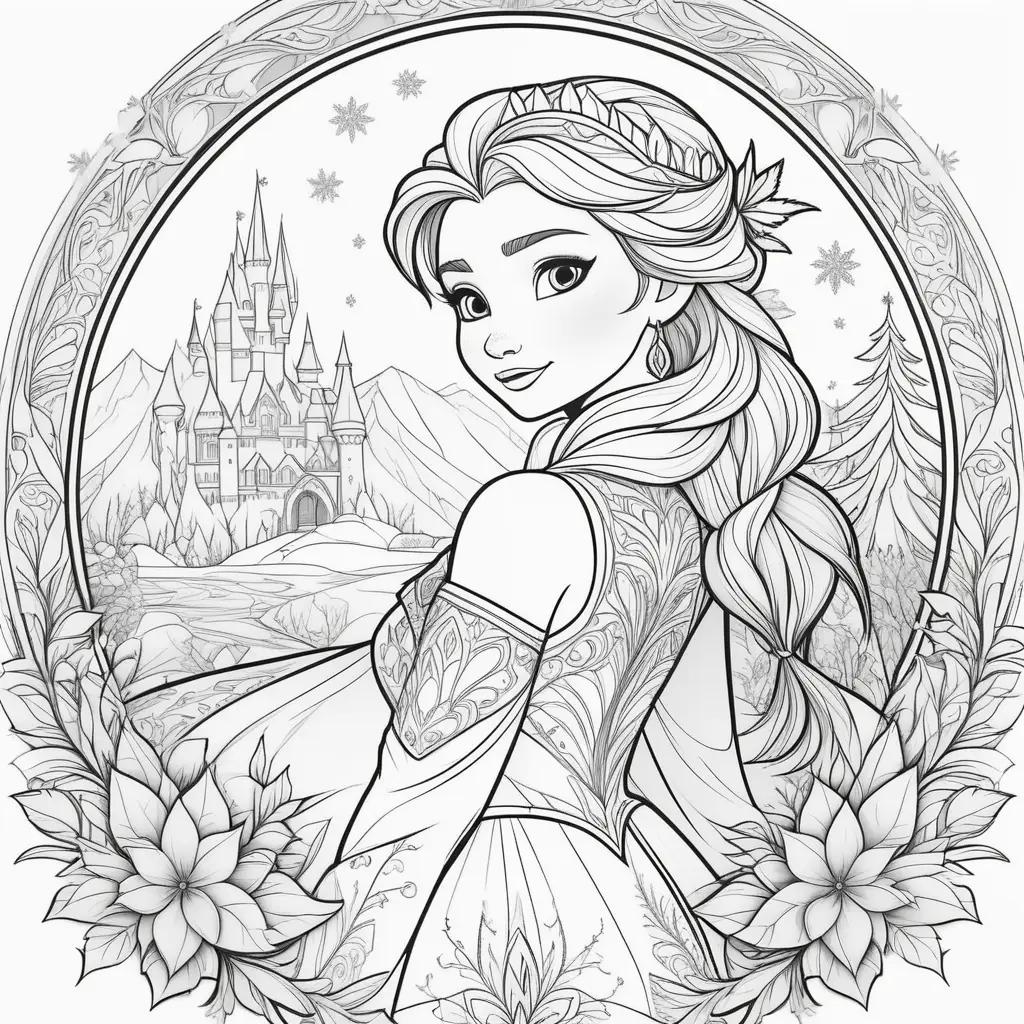 Colorful Frozen Coloring Pages Featuring Princess Elsa